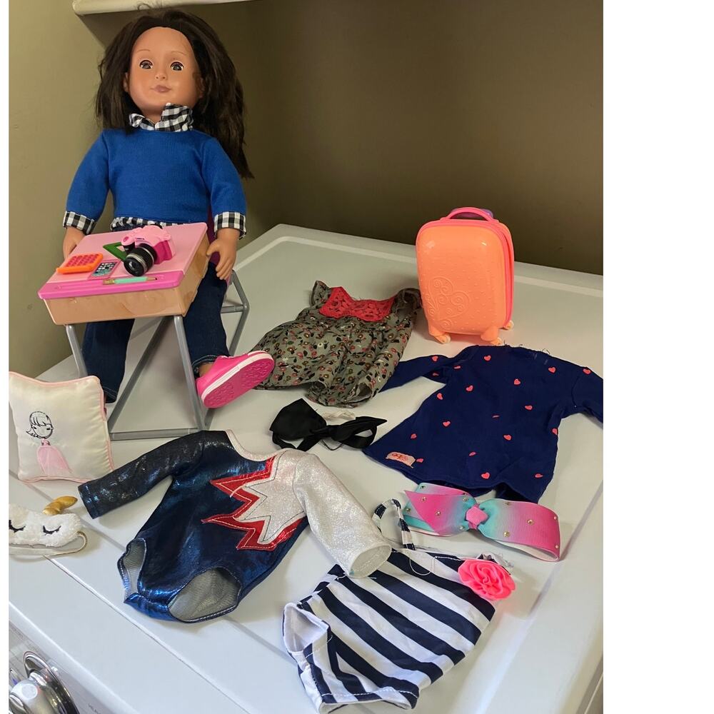 Our Generation 18” Doll‎ with Accessories Outfits Suitcase Desk Camera Clothes
